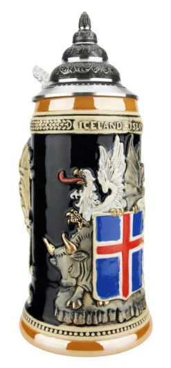 Iceland Coat Of Arms Beer Stein -German Wine Glass Shop Iceland Coat of Arms Beer Stein K1012IS LA SM 22934.1619040480