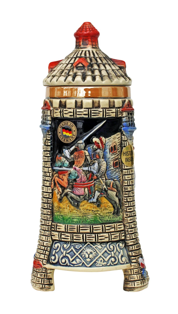Medieval Tower Beer Stein with Stoneware Lid Medieval Tower Beer Stein With Stoneware Lid -German Wine Glass Shop Jousting Knights Castle Tower Beer Stein K3343D FNT SM 52038.1401738167