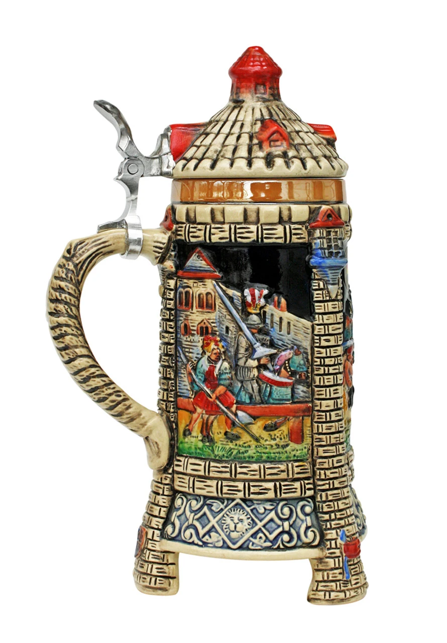 Medieval Tower Beer Stein with Stoneware Lid Medieval Tower Beer Stein With Stoneware Lid -German Wine Glass Shop Jousting Knights Castle Tower Beer Stein K3343D LS SM 21767.1401738172