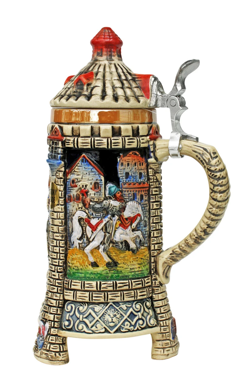 Medieval Tower Beer Stein with Stoneware Lid Medieval Tower Beer Stein With Stoneware Lid -German Wine Glass Shop Jousting Knights Castle Tower Beer Stein K3343D RS SM 51148.1401738174