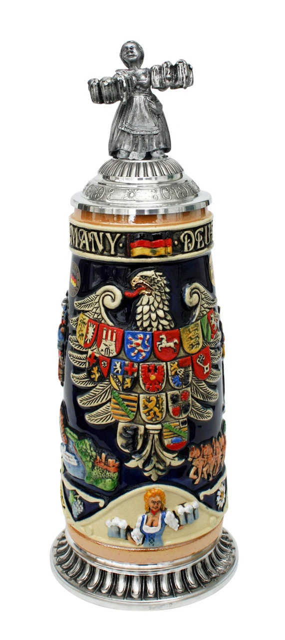 Deutschland Legacy Beer Stein | Beer Maiden Lid and Pewter Base Deutschland Legacy Beer Stein | Beer Maiden Lid And Pewter Base -German Wine Glass Shop K1010BZF Fnt SM 53824.1417106368