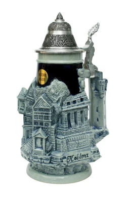 Rhein River Towns Souvenir Beer Stein Cobalt