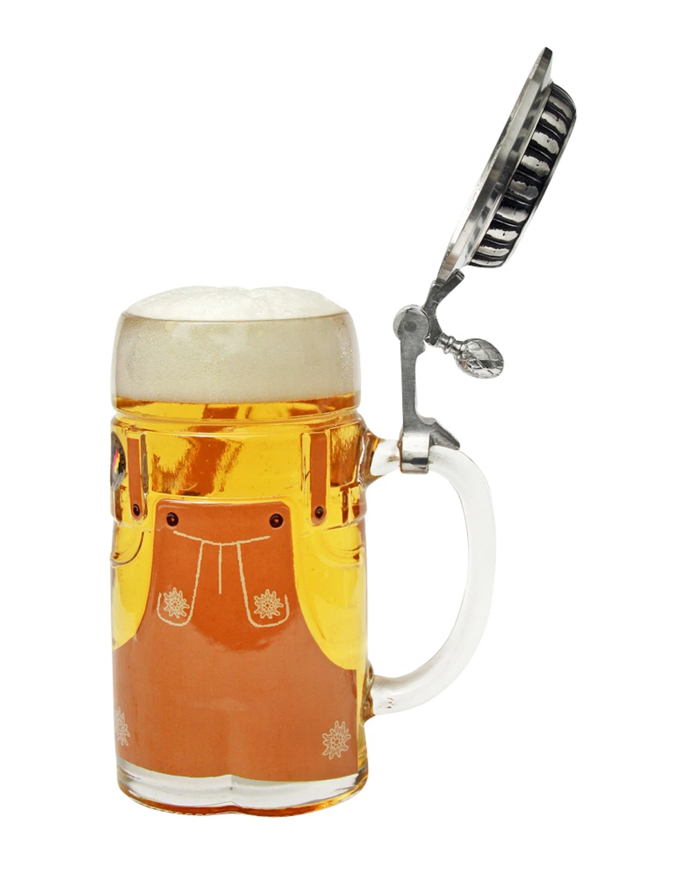 Lederhosen Glass Beer Stein 0.5 Liter -German Wine Glass Shop Lederhosen Glass Beer Stein 0.5 Liter K2000030 wB Open SM 36151.1447173692