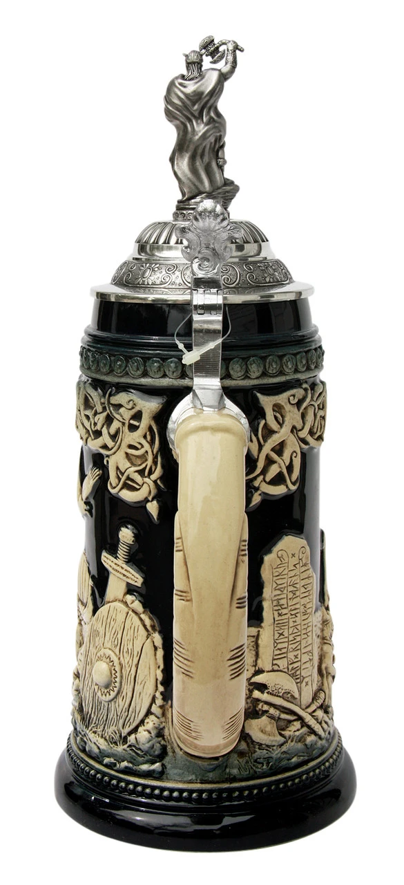 Leif Erikssen Viking Beer Stein Cobalt with Viking Lid Leif Erikssen Viking Beer Stein Cobalt With Viking Lid -German Wine Glass Shop Leif Erikssen Viking Beer Stein Cobalt with Viking Lid K1011BLEV Back SM 62403.1417531489