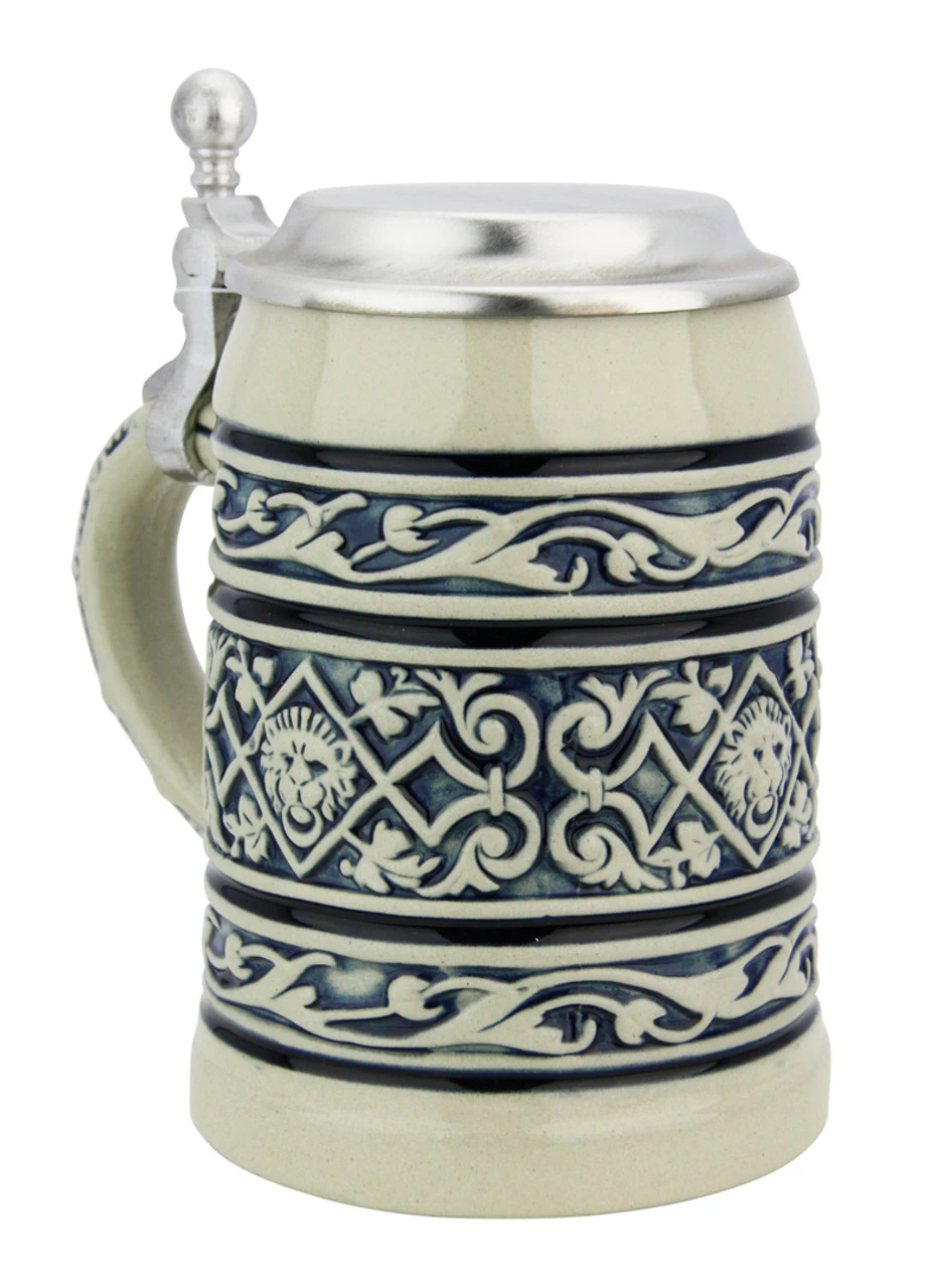 Lion Head Traditional Cobalt Stone Gray Finish Beer Stein -German Wine Glass Shop Lion Head Traditional Cobalt Stone Gray Finish Beer Stein K6201SG LA SM 31066.1605400738