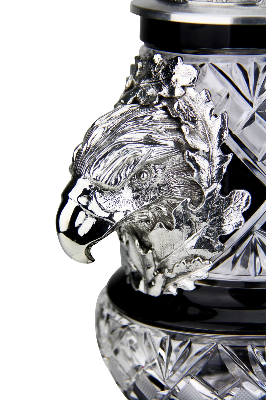 Lord of Crystal Eagle German Beer Stein Black | 3D Flying Eagle Lid Lord Of Crystal Eagle German Beer Stein Black | 3D Flying Eagle Lid -German Wine Glass Shop Lord of Crystal Eagle German Beer Stein Black 3D Flying Eagle Lid K6006SAFL Eagle Bust Detail SM 69828.1558470623