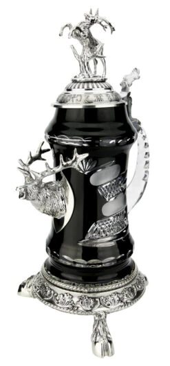 Lord Of Crystal Stag German Beer Stein Black | 3D Stag Lid | Hoof Feet -German Wine Glass Shop Lord of Crystal Stag German Beer Stein Black 3D Stag Lid Hoof Feet K6004SZFHH RA SM 58921.1586723550