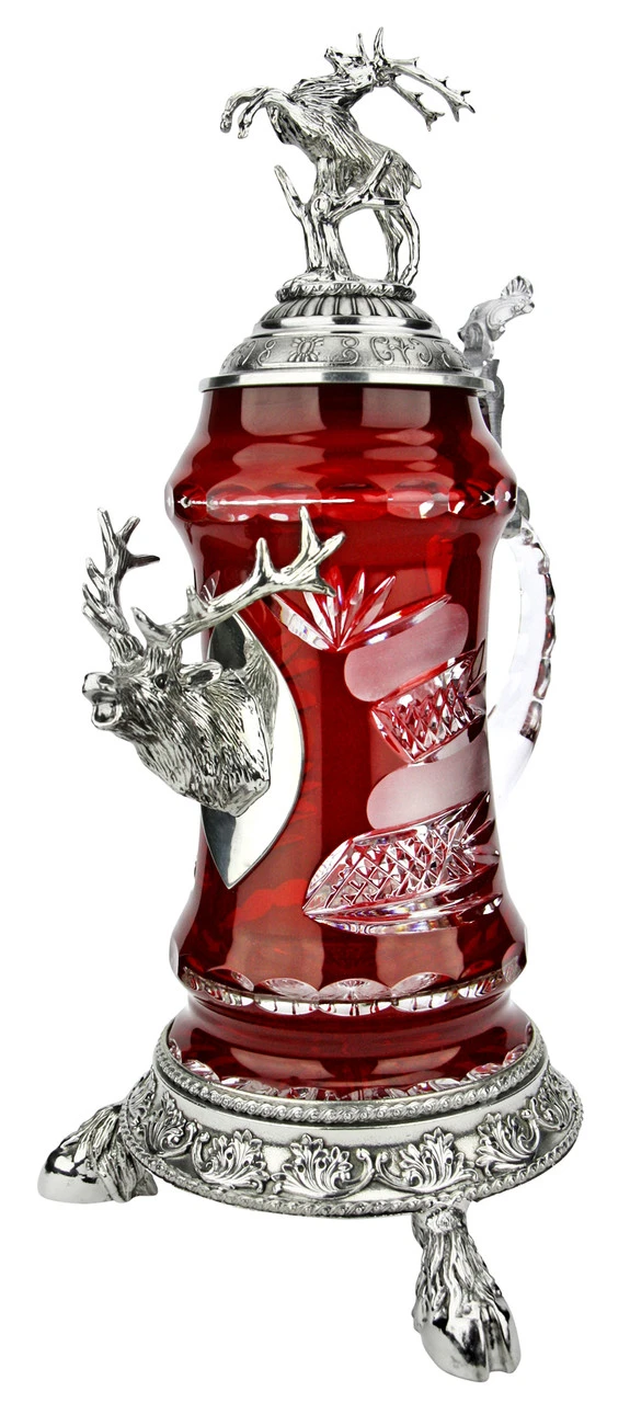 Lord of Crystal Stag German Beer Stein Red | 3D Stag Lid | Hoof Feet Lord Of Crystal Stag German Beer Stein Red | 3D Stag Lid | Hoof Feet -German Wine Glass Shop Lord of Crystal Stag German Beer Stein Red 3D Stag Lid Hoof Feet K6004RZFHH RA SM 53218.1575161042