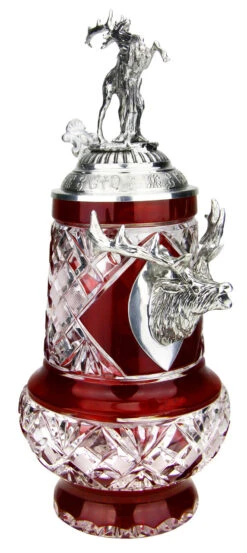 Lord Of Crystal Stag German Beer Stein Red | 3D Stag Lid -German Wine Glass Shop Lord of Crystal Stag German Beer Stein Red 3D Stag Lid K6006RHH LA SM 13511.1558555979
