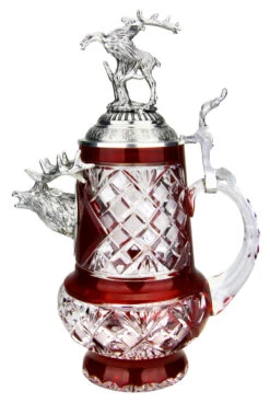 Lord Of Crystal Stag German Beer Stein Red | 3D Stag Lid -German Wine Glass Shop Lord of Crystal Stag German Beer Stein Red 3D Stag Lid K6006RHH RS SM 39754.1558555985