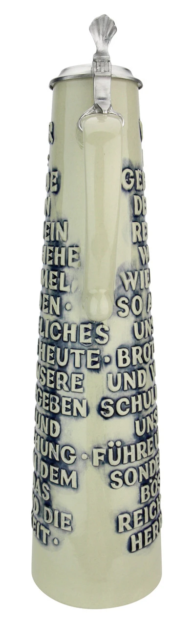 Lord's Prayer Beer Stein Cobalt With Shell Thumblift -German Wine Glass Shop Lords Prayer Beer Stein Cobalt with Shell Thumblift K904SGAS Back SM 47153.1611008677