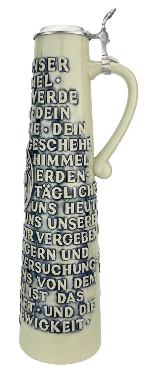 Lord's Prayer Beer Stein Cobalt With Shell Thumblift -German Wine Glass Shop Lords Prayer Beer Stein Cobalt with Shell Thumblift K904SGAS RS SM 13909.1611008777