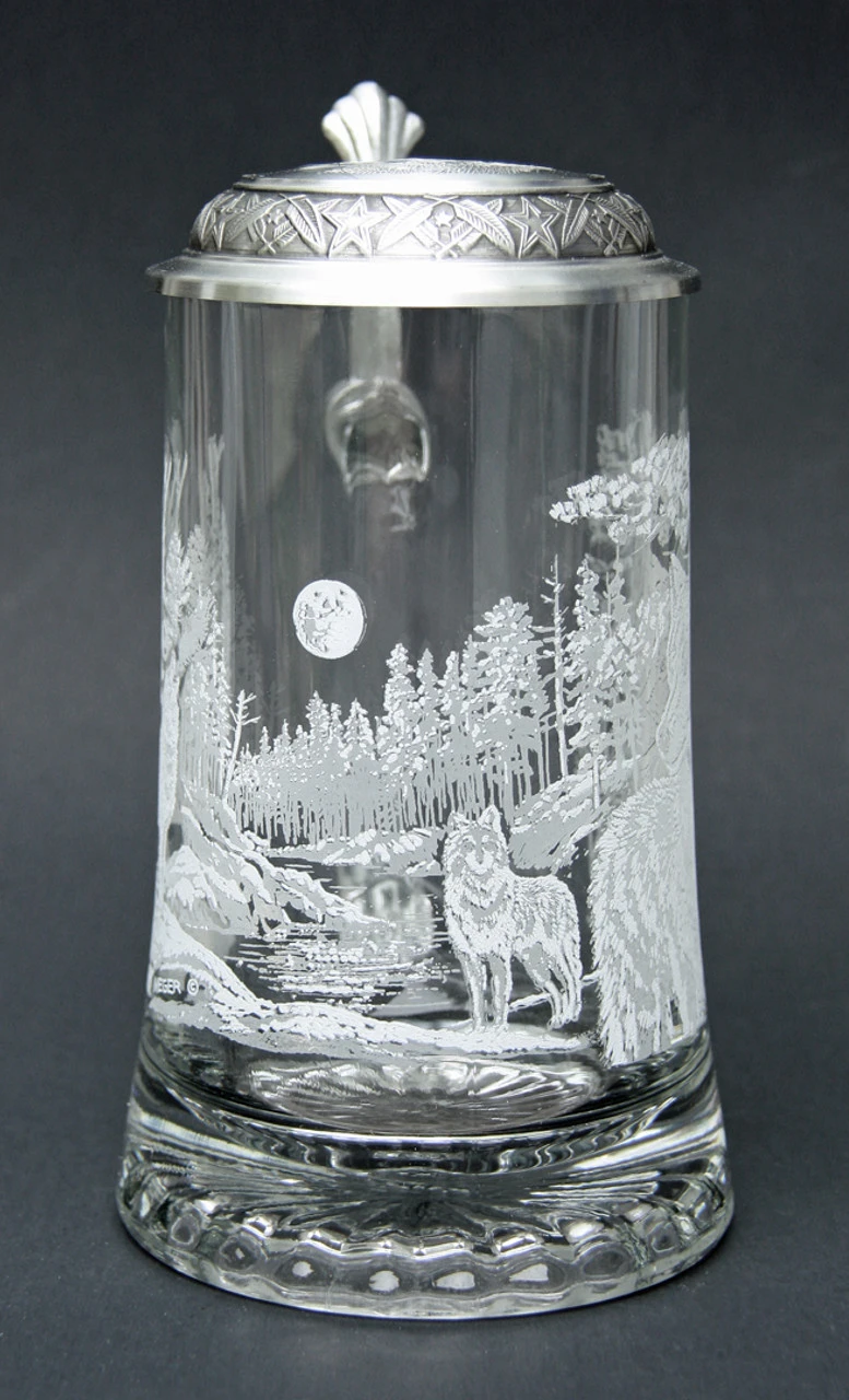 Timber Wolf Glass Beer Stein Timber Wolf Glass Beer Stein -German Wine Glass Shop MC5914 Timber Wolf Glass Stein SM FNT 32676.1376592073