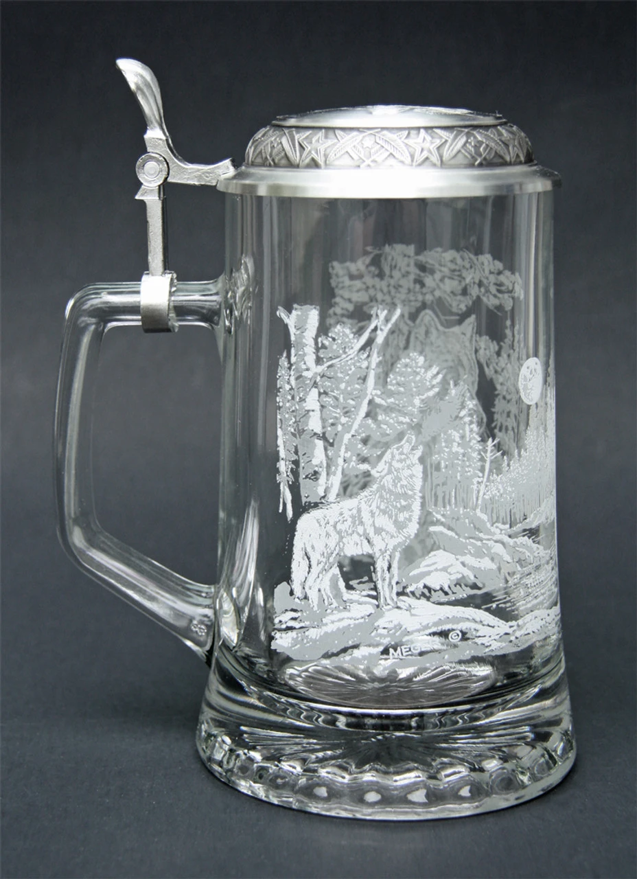 Timber Wolf Glass Beer Stein Timber Wolf Glass Beer Stein -German Wine Glass Shop MC5914 Timber Wolf Glass Stein SM LS 63813.1376592066