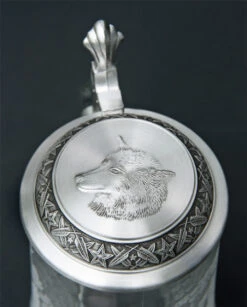 Timber Wolf Glass Beer Stein 3 Timber Wolf Glass Beer Stein -German Wine Glass Shop MC5914 Timber Wolf Glass Stein SM Lid 10466.1376592067