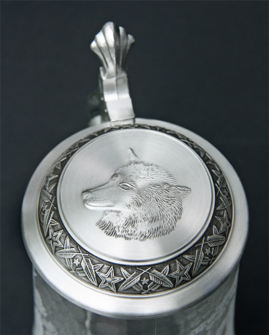 Timber Wolf Glass Beer Stein Timber Wolf Glass Beer Stein -German Wine Glass Shop MC5914 Timber Wolf Glass Stein SM Lid 10466.1376592067