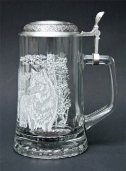 Timber Wolf Glass Beer Stein 2 Timber Wolf Glass Beer Stein -German Wine Glass Shop MC5914 Timber Wolf Glass Stein SM RS 46450.1376592072