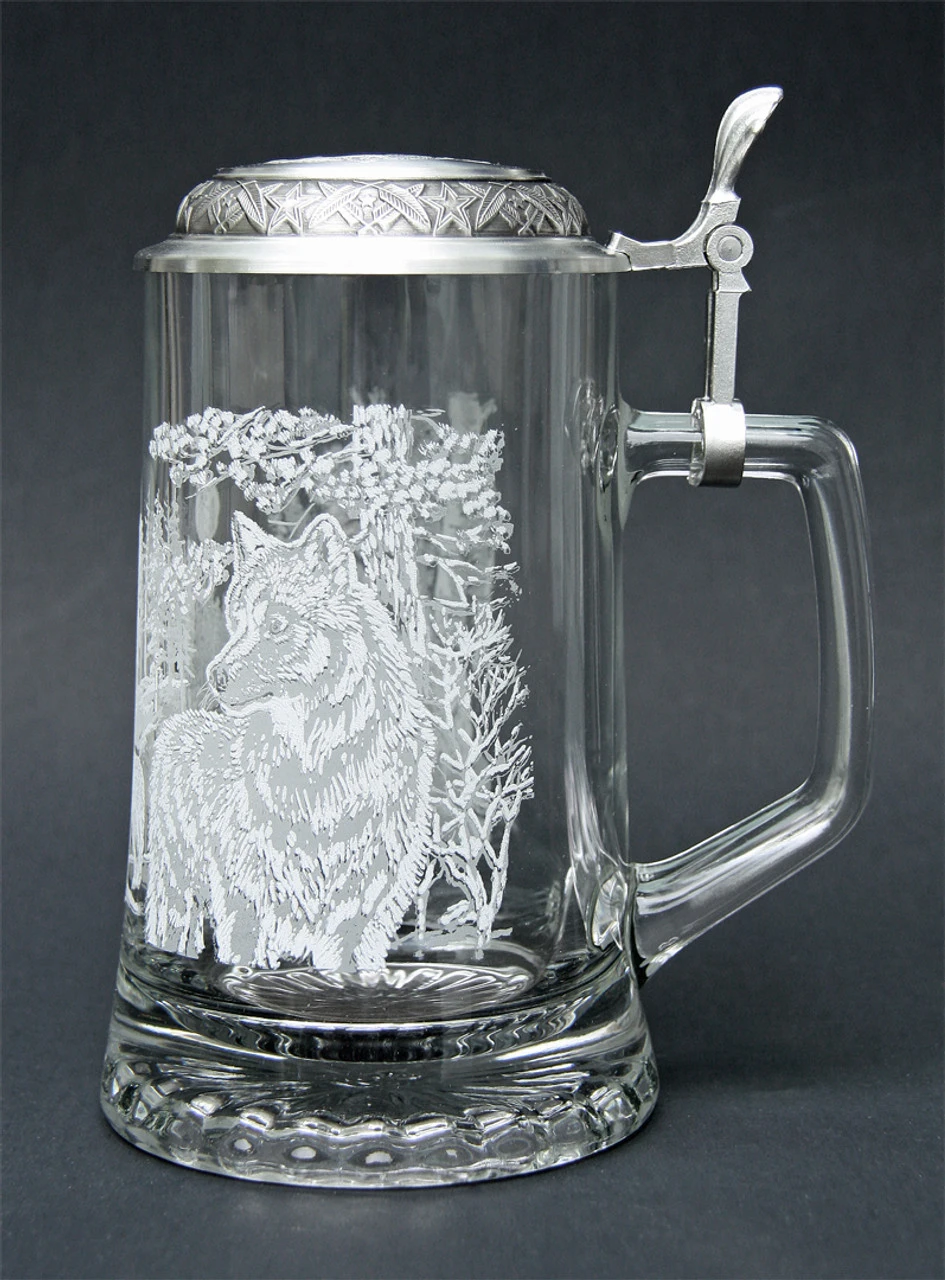Timber Wolf Glass Beer Stein Timber Wolf Glass Beer Stein -German Wine Glass Shop MC5914 Timber Wolf Glass Stein SM RS 46450.1376592072