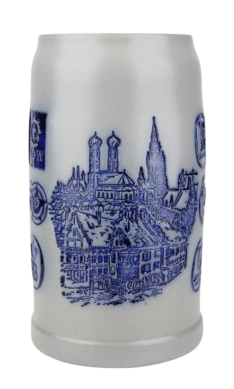 Munich Breweries 1 Liter Salt Glaze Stoneware Beer Mug Munich Breweries 1 Liter Salt Glaze Stoneware Beer Mug -German Wine Glass Shop Munich Breweries 1 Liter Salt Glaze Stoneware Beer Mug MS6BRAU1 FNT SM 37732.1503860315