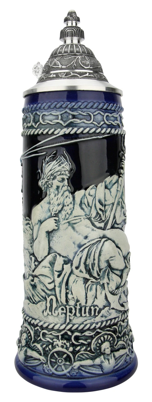 Neptune German Beer Stein with Mermaid Handle | Cobalt Neptune German Beer Stein With Mermaid Handle | Cobalt -German Wine Glass Shop Neptune German Beer Stein with Mermaid Handle Cobalt T3121 FNT SM 54839.1649792208