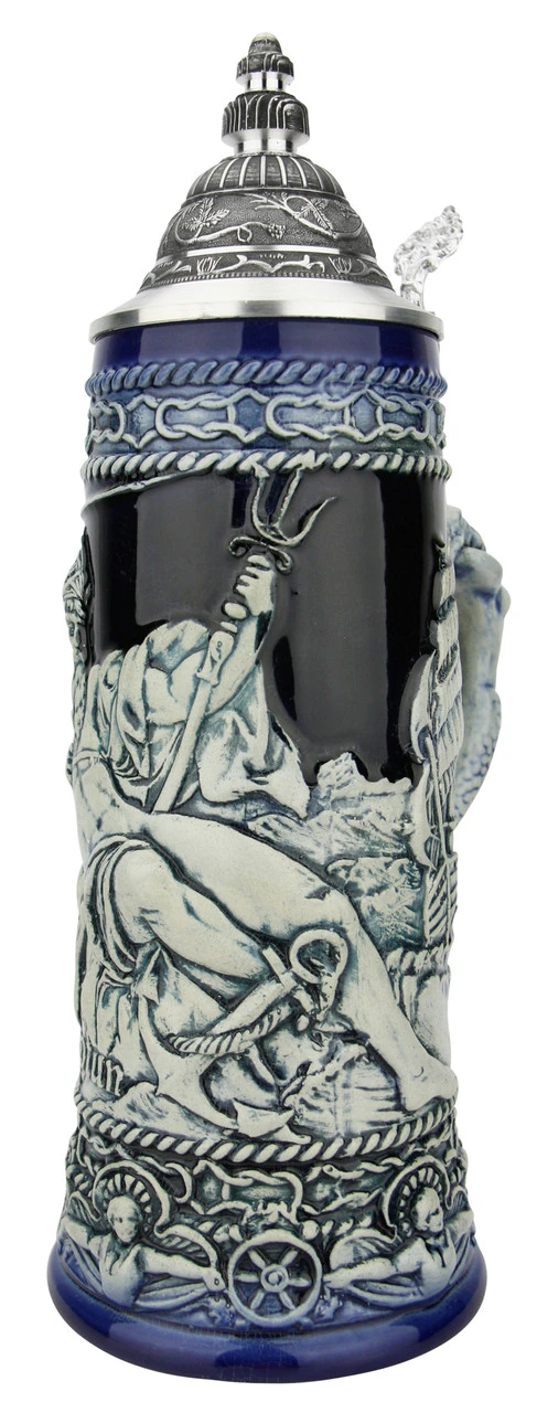 Neptune German Beer Stein with Mermaid Handle | Cobalt Neptune German Beer Stein With Mermaid Handle | Cobalt -German Wine Glass Shop Neptune German Beer Stein with Mermaid Handle Cobalt T3121 RA SM 06317.1649792002