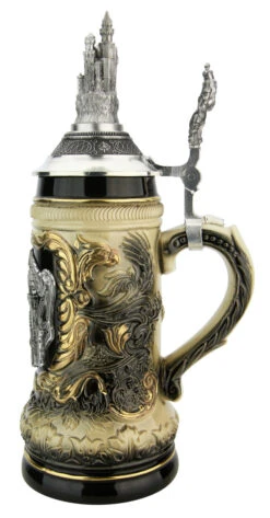 Neuschwanstein Beer Stein With Castle Lid -German Wine Glass Shop Neuschwanstein Beer Stein with Castle Lid ZB14239007 RS SM 17521.1611517186