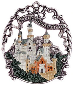 Neuschwanstein Castle German Pewter Christmas Tree Ornament