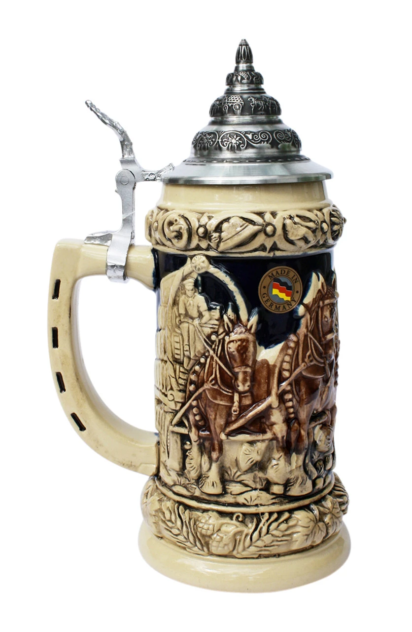 Oktoberfest Clydesdale And Beer Wagon Stein Antique Style -German Wine Glass Shop Oktoberfest Clydesdale and Beer Wagon Stein Antique Style LS SM 76571.1401398585