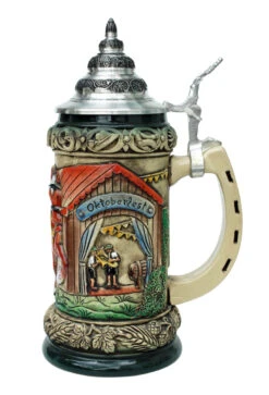 Oktoberfest Clydesdales And Beer Wagon Stein, Rustic -German Wine Glass Shop Oktoberfest Clydesdales and Beer Wagon Stein K205RU 0.4 L RS SM 42437.1499965514