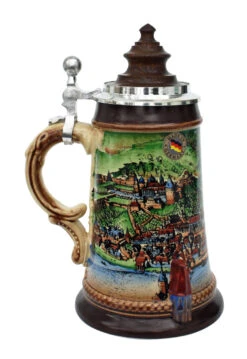 Old Heidelberg Beer Stein With Wood Lid