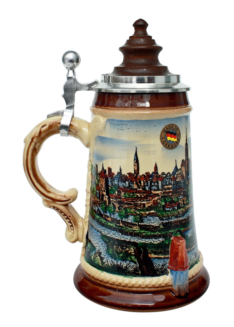 Old Munich Beer Stein with Wood Lid Old Munich Beer Stein With Wood Lid -German Wine Glass Shop Old Munich Wooden Lid Beer Stein K465M LS SM 12629.1401733883