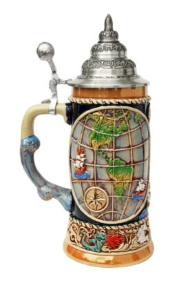 Old World Globe Four Elements Beer Stein -German Wine Glass Shop Old World Map Beer Stein K338 LS SM 37665.1416684451