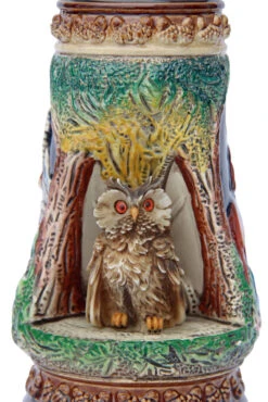 Owl Wildlife Grotto Beer Stein -German Wine Glass Shop Owl Wildlife Beer Stein K335BO Detail SM 30254.1401398713