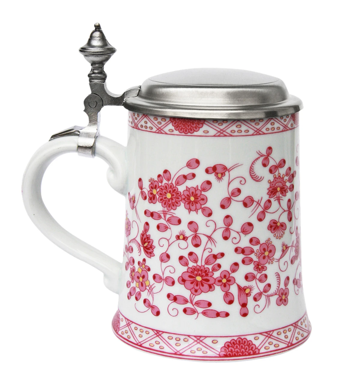 Pink Flowers Porcelain Beer Stein Zimmermann Pink Flowers Porcelain Beer Stein -German Wine Glass Shop Pink Flowers Porcelain Beer Stein Z9485P LS SM 40857.1425501648