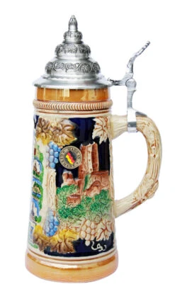 Rhein River Travel Destinations Beer Stein -German Wine Glass Shop Rhein River Travel Destinations Beer Stein K700FL Side LG 68167.1398609848
