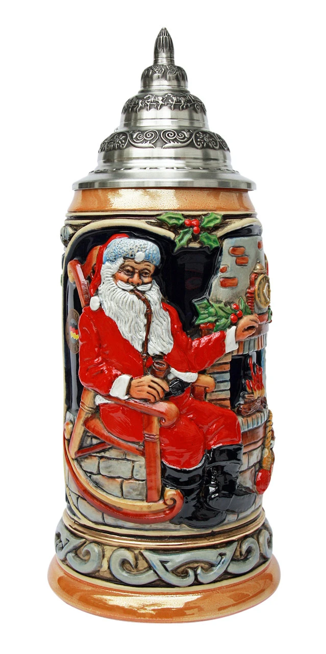 Santa at Home Christmas Beer Stein Santa At Home Christmas Beer Stein -German Wine Glass Shop Santa at Home Christmas Beer Stein K042 FNT SM 37124.1416684391