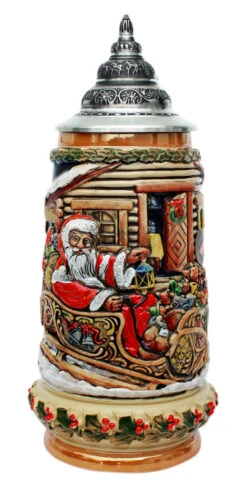 Santa In Sleigh Christmas Beer Stein