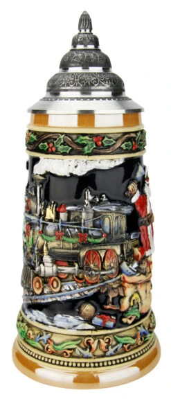 Santas Train German Christmas Beer Stein 5 Santas Train German Christmas Beer Stein -German Wine Glass Shop Santas Train German Christmas Beer Stein K048 FNT SM 99865.1591287604