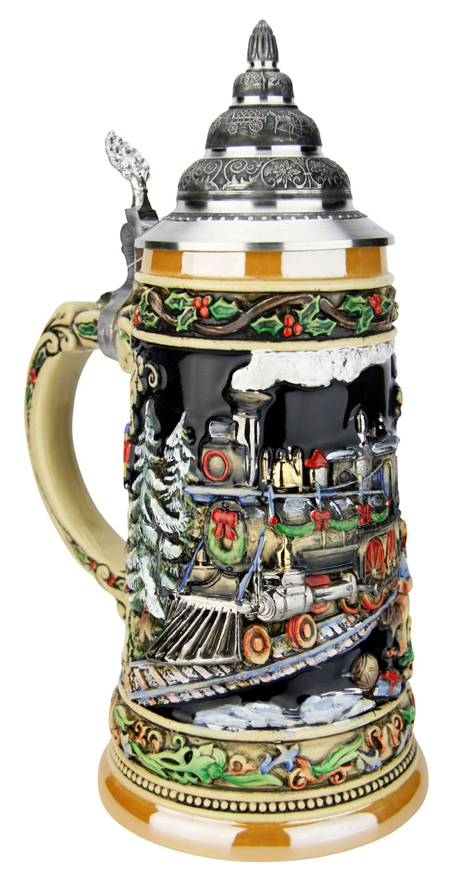 Santas Train German Christmas Beer Stein Santas Train German Christmas Beer Stein -German Wine Glass Shop Santas Train German Christmas Beer Stein K048 LA SM 26398.1591287799