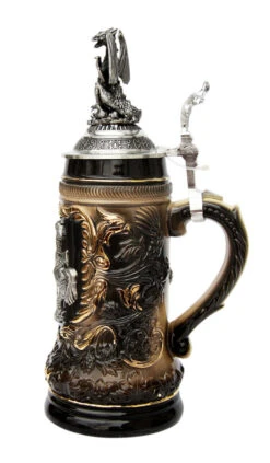 St. George Dragon Slayer Beer Stein With Dragon Lid -German Wine Glass Shop St. George Dragon Slayer Beer Stein with Dragon Lid ZB14239003 RS SM 77910.1447777313