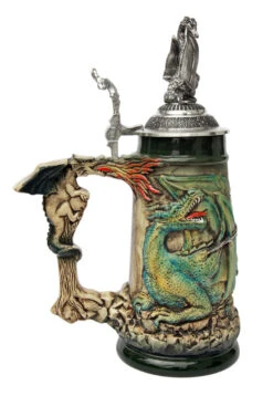 Knight Dragon Slayer Beer Stein With Dragon Lid 2 Knight Dragon Slayer Beer Stein With Dragon Lid -German Wine Glass Shop St. George the Dragon Slayer Beer Stein with Dragon Lid K4005RUD LS SM 76541.1417532066