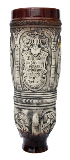 German Ceramic Beer Boot 2 Liter Rustic -German Wine Glass Shop Stoneware Beer Boot 2 Liter K378E Back SM 96899.1553613322