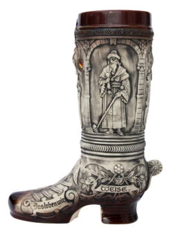 German Ceramic Beer Boot 2 Liter Rustic -German Wine Glass Shop Stoneware Beer Boot 2 Liter K378E RS SM 54951.1553613212