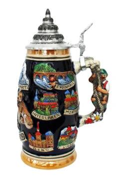 Swiss Horn German Beer Stein -German Wine Glass Shop Switzerland German Beer Stein K507BS RS SM 48001.1401732781