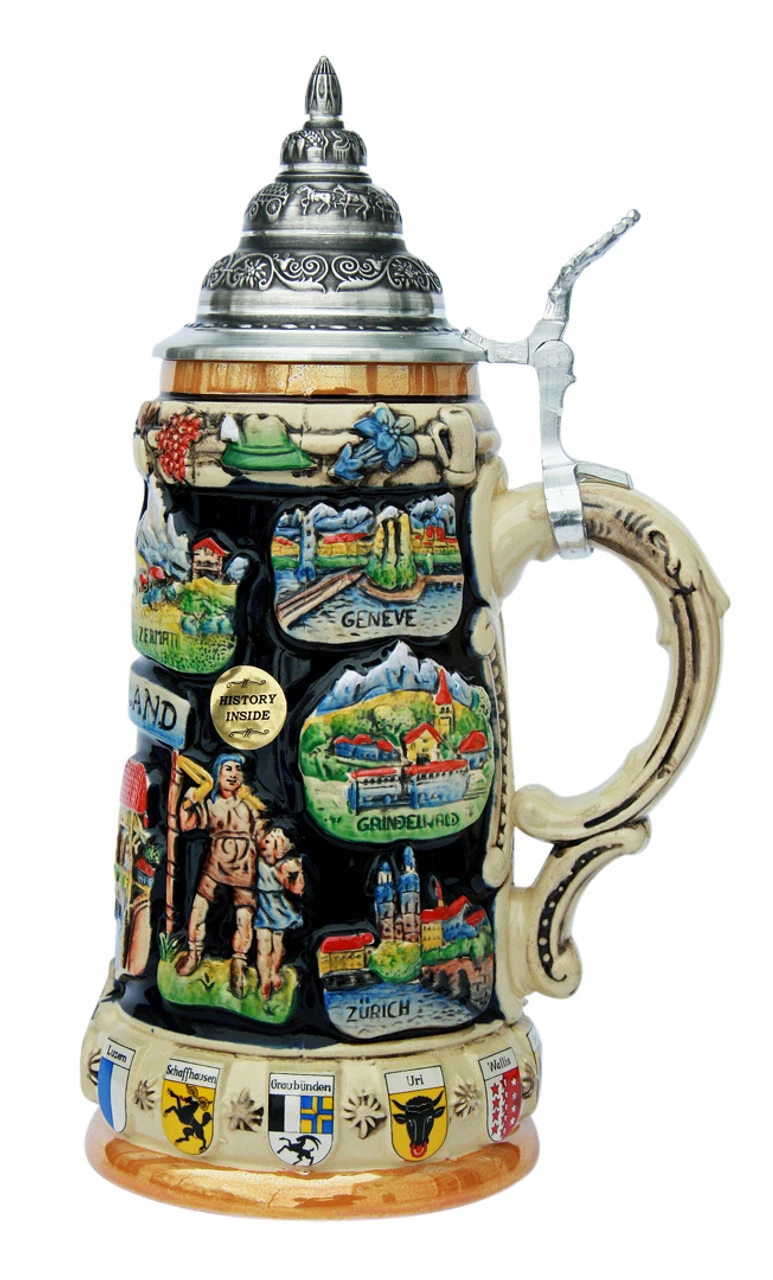 Switzerland Commemorative Beer Stein Switzerland Commemorative Beer Stein -German Wine Glass Shop Switzerland Panorama Beer Stein K309SW RS SM 23908.1401399247
