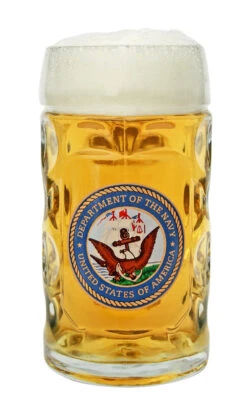 US Navy Dimpled Oktoberfest Glass Beer Mug 0.5 Liter
