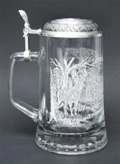 White Tail Deer Glass Beer Stein 2 White Tail Deer Glass Beer Stein -German Wine Glass Shop White Tail Deer Glass Beer Stein MC5915 ShellTL LS SM 29342.1515713928