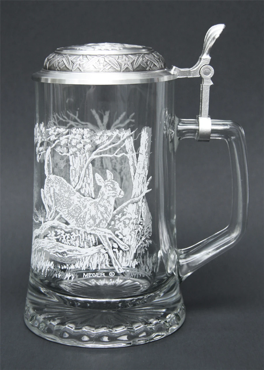 White Tail Deer Glass Beer Stein White Tail Deer Glass Beer Stein -German Wine Glass Shop White Tail Deer Glass Beer Stein MC5915 ShellTL RS SM 91248.1515713932